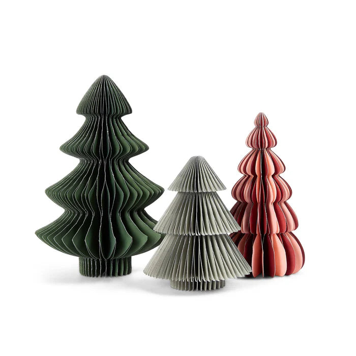 Paper Christmas Ornament Decorations, Set of 3 - Festive Trees