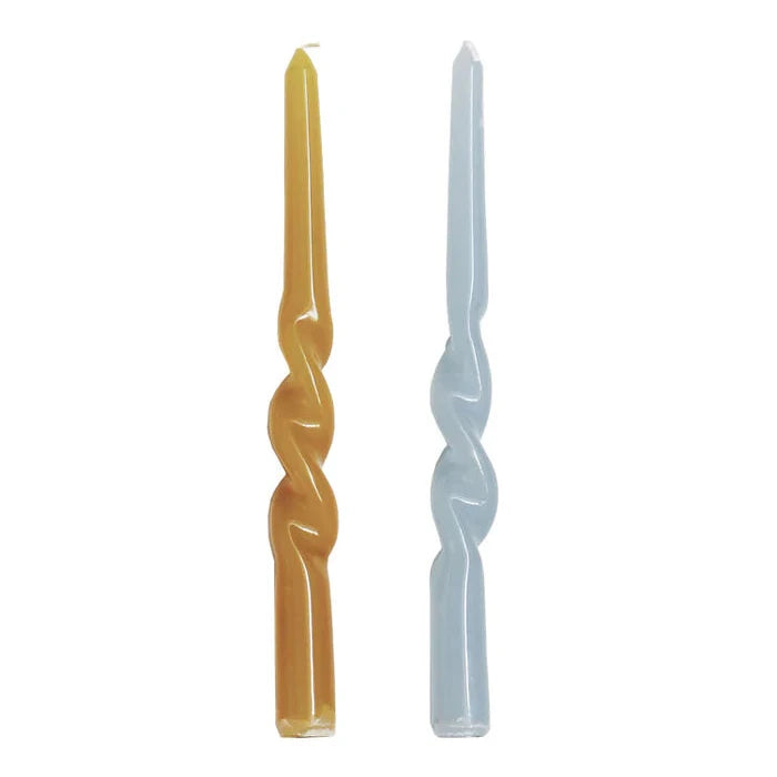 Twisted Dinner Candle Set of 2 - Sky & Olive