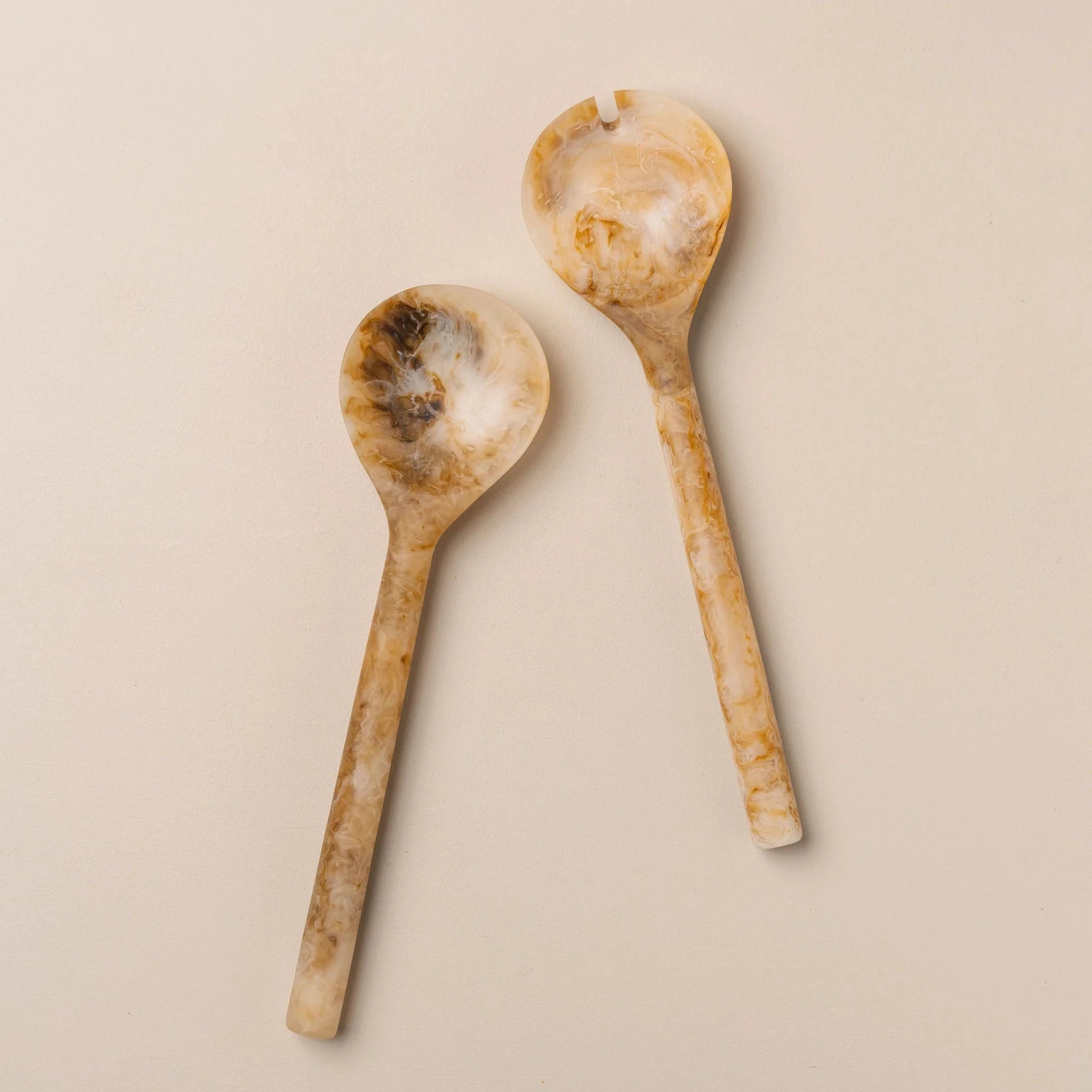 Flow Resin Salad Servers - Iced Coffee