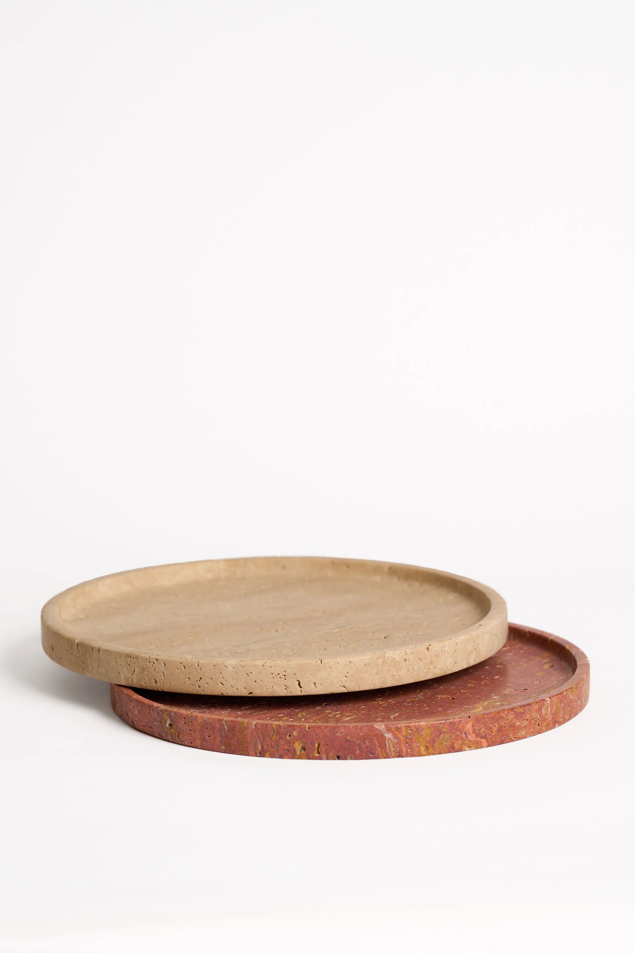 Moon Round Tray - Light Travertine