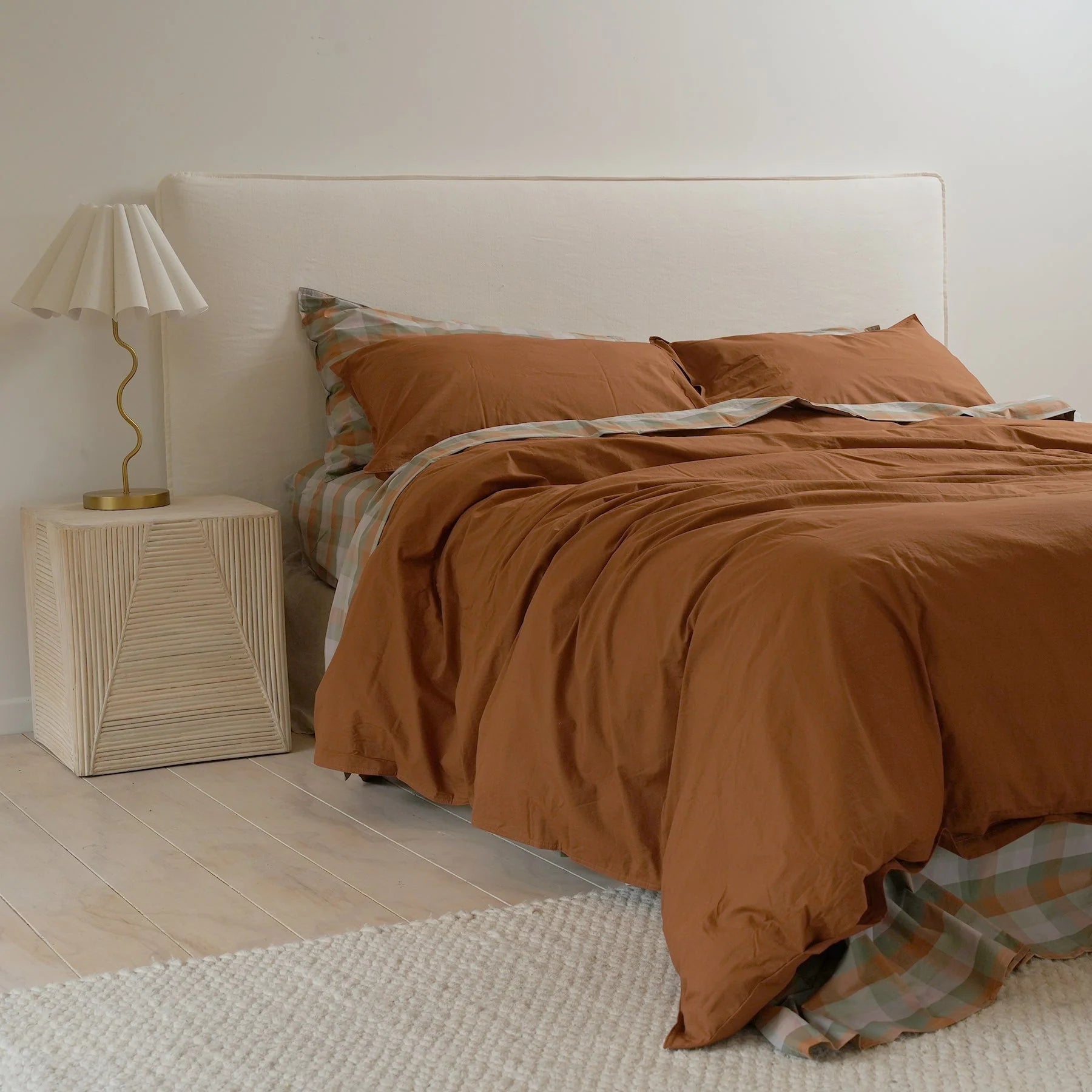 100% STONEWASHED COTTON DUVET SET - RUST