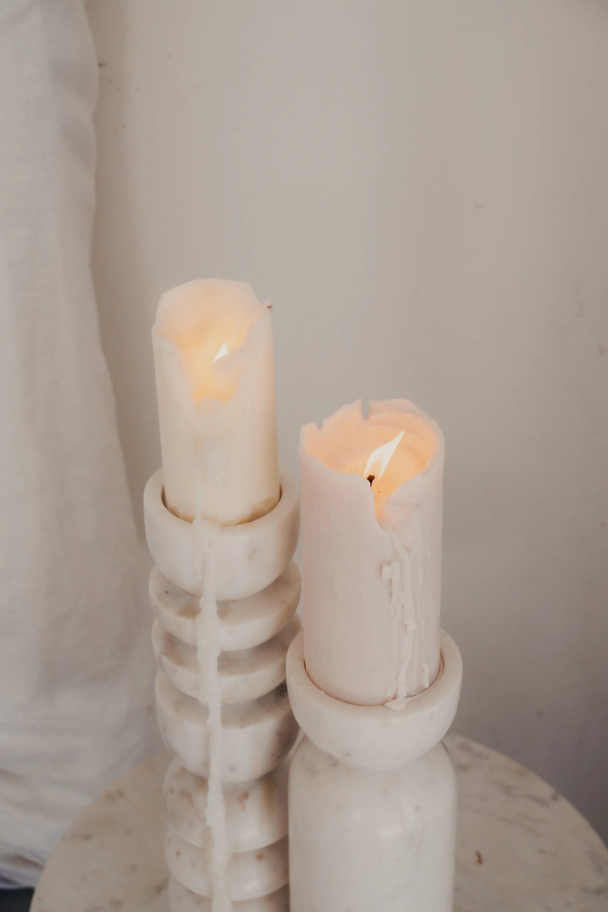 Alev Candle Holder Large - White Marble