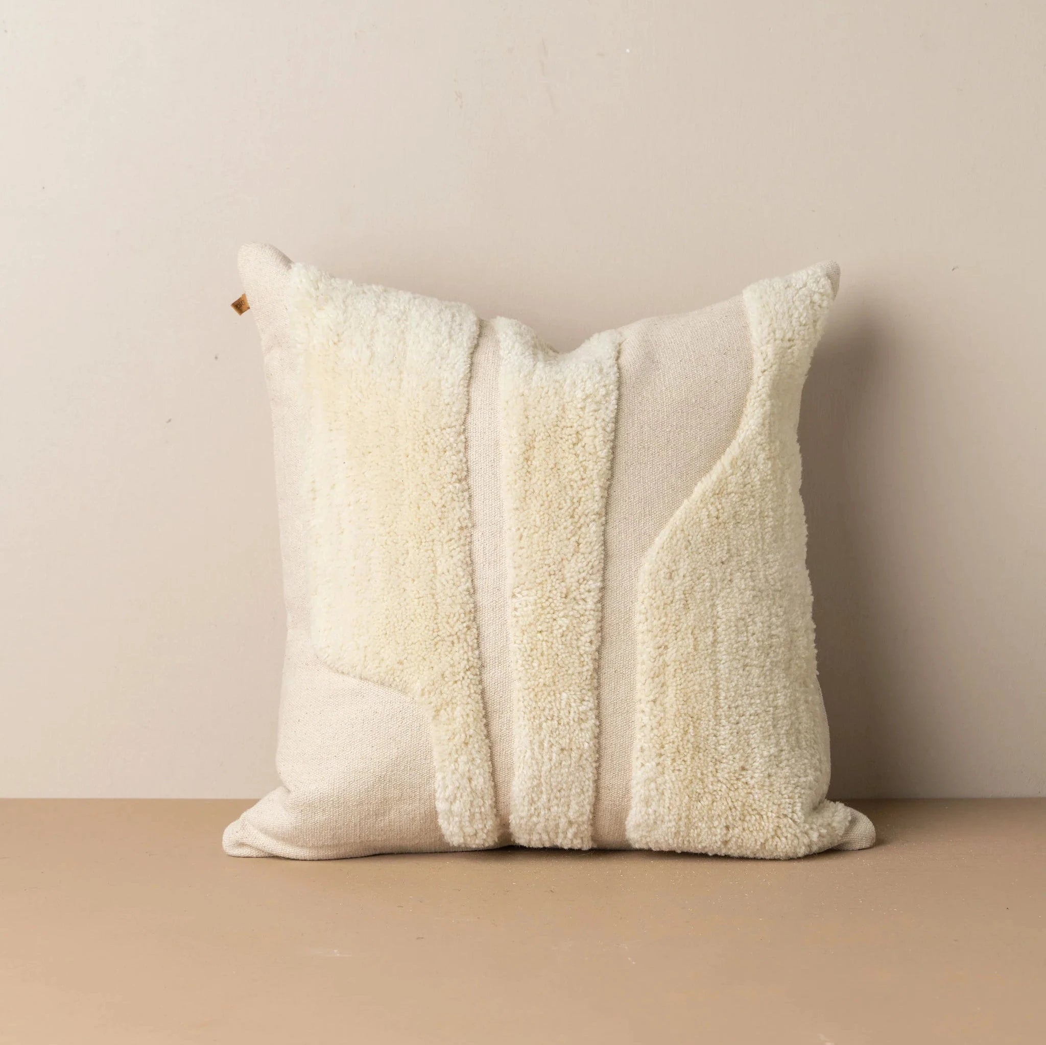 Abstract Square Cushion - Ivory