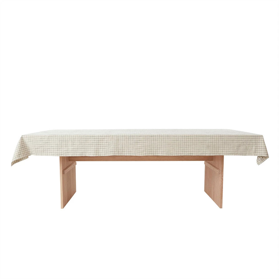 Grid Tablecloth - Clay / Black - 260x140 cm