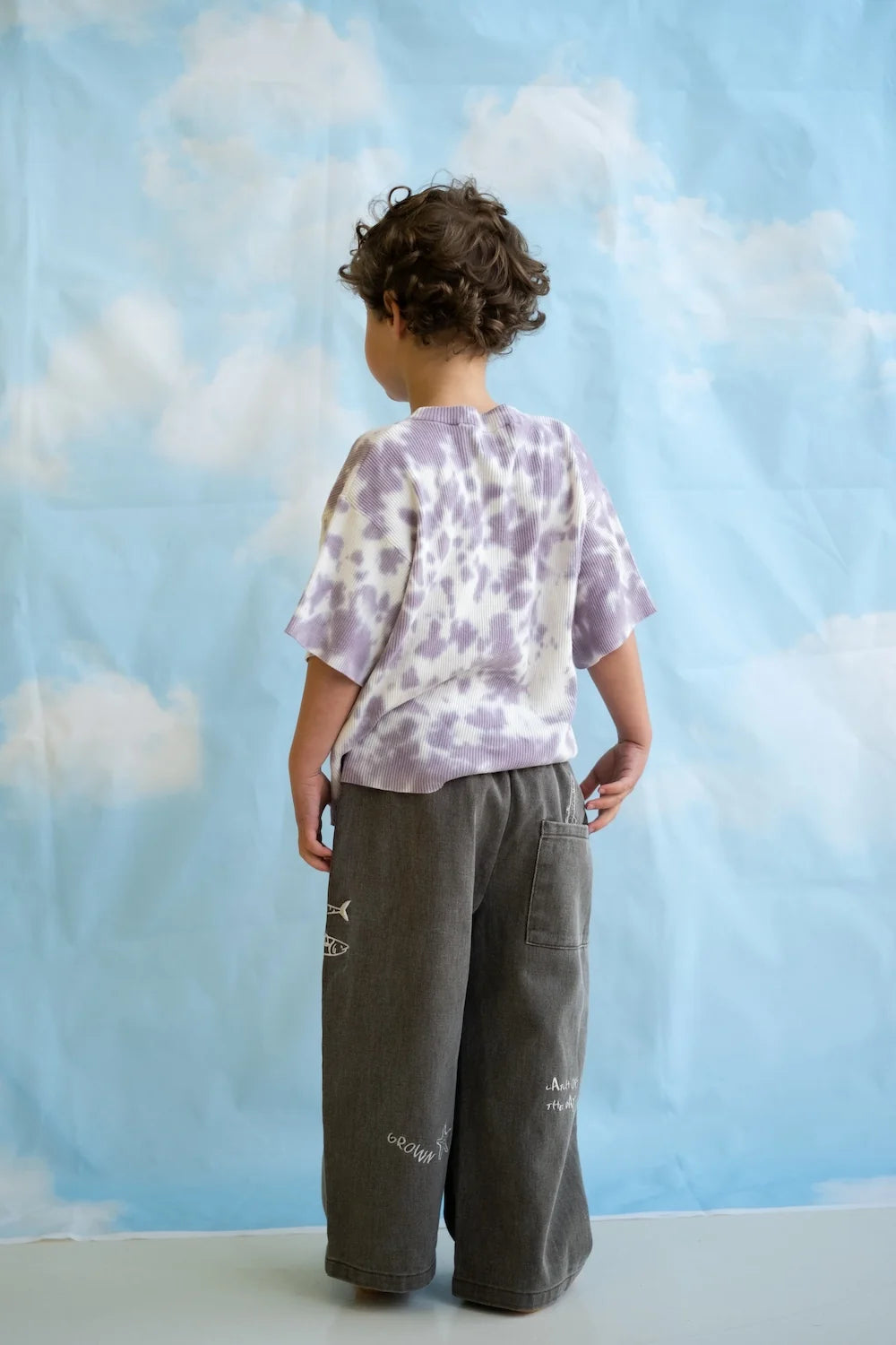 Organic Knitted Tie Dye Rib Tee - Grape