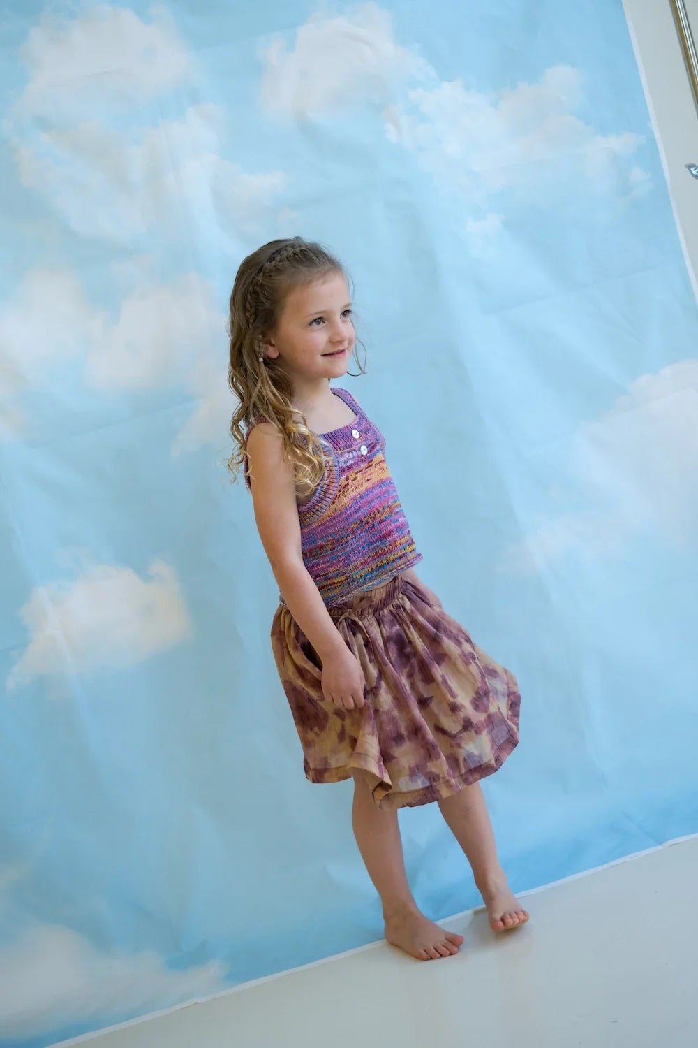 Tie Dye Printed Skirt - Plum