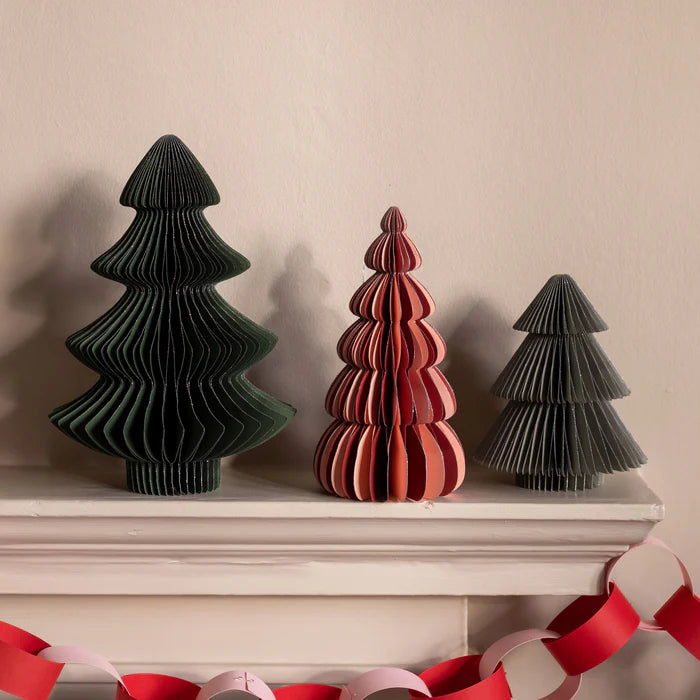 Paper Christmas Ornament Decorations, Set of 3 - Festive Trees