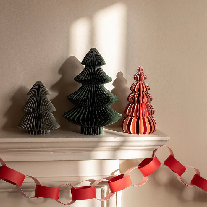 Paper Christmas Ornament Decorations, Set of 3 - Festive Trees