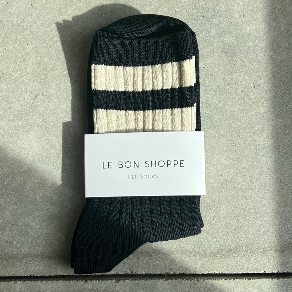 HER VARSITY SOCKS - BLACK