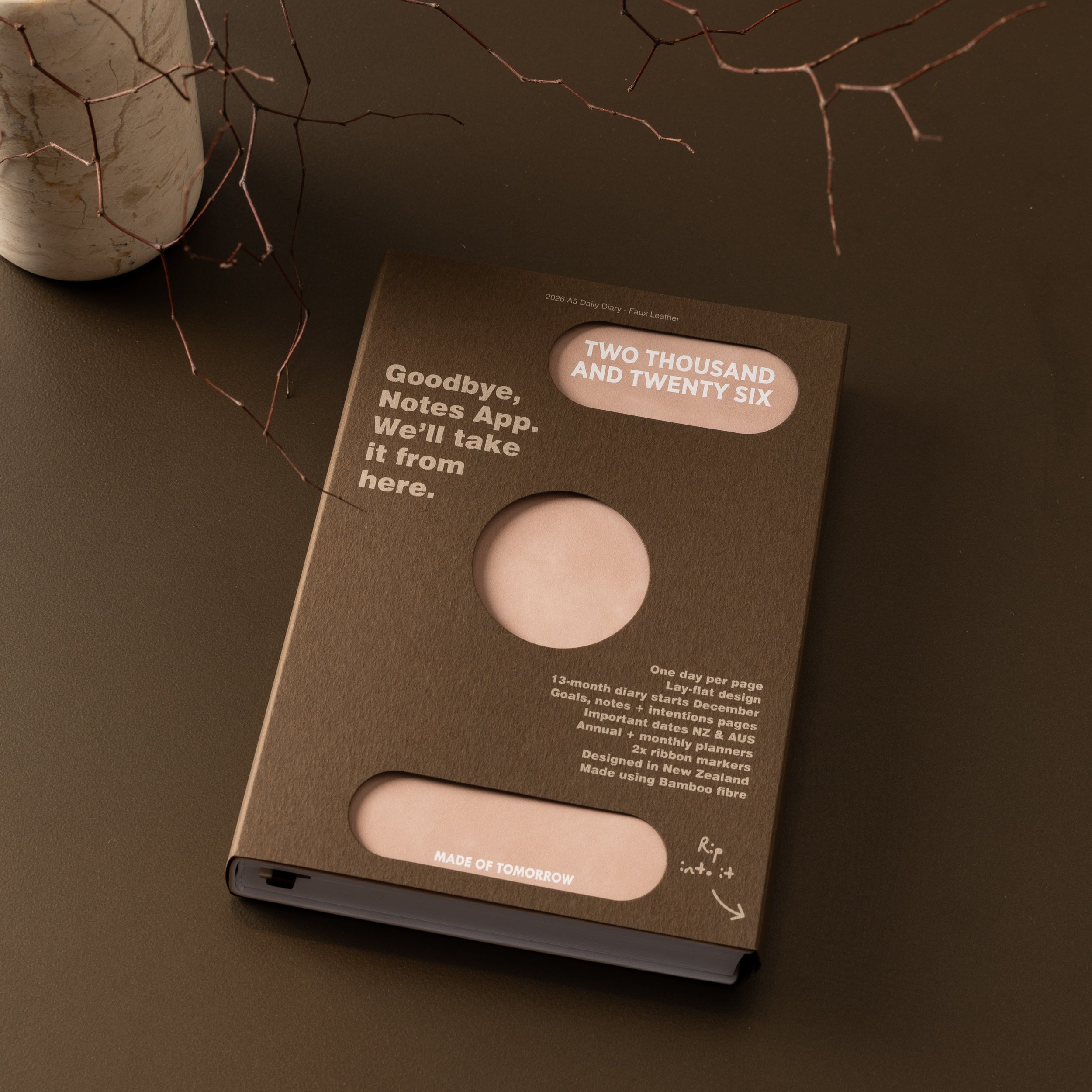2026 A5 Daily Diary - Faux Leather Petal