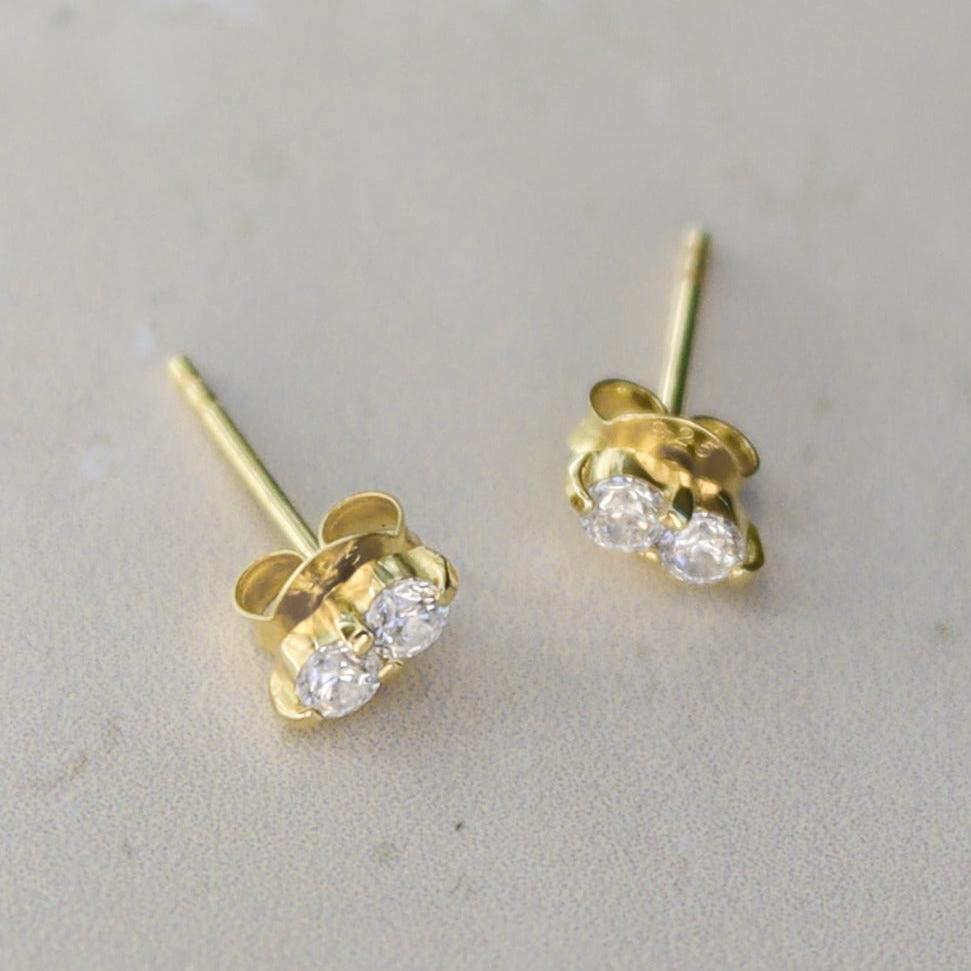 Nova White Zircon Studs Gold