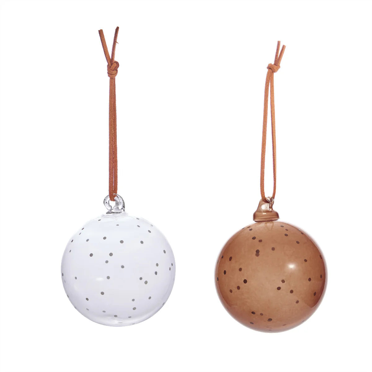 Natale Christmas Glass Ball - Pack of 2 Clear/Nutmeg