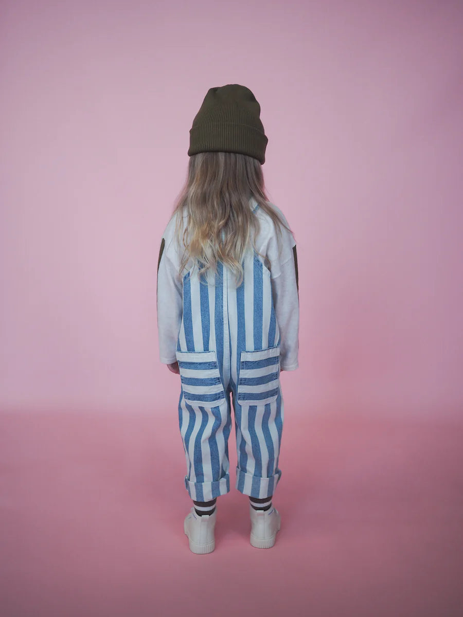 DENIM STRIPE OVERALLS