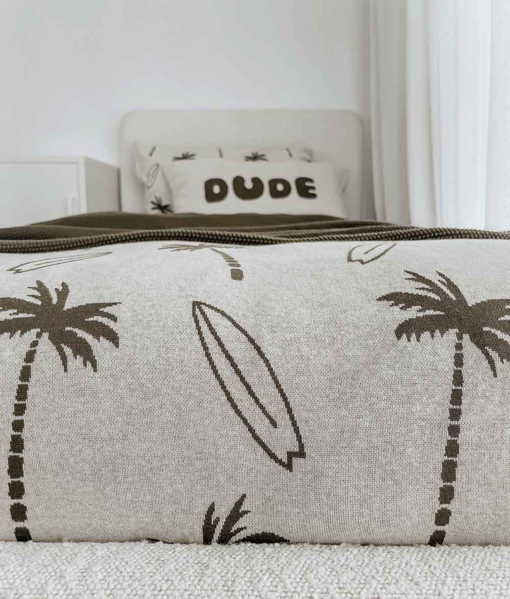 DUVET COVER - OLIVE SURFING PALM