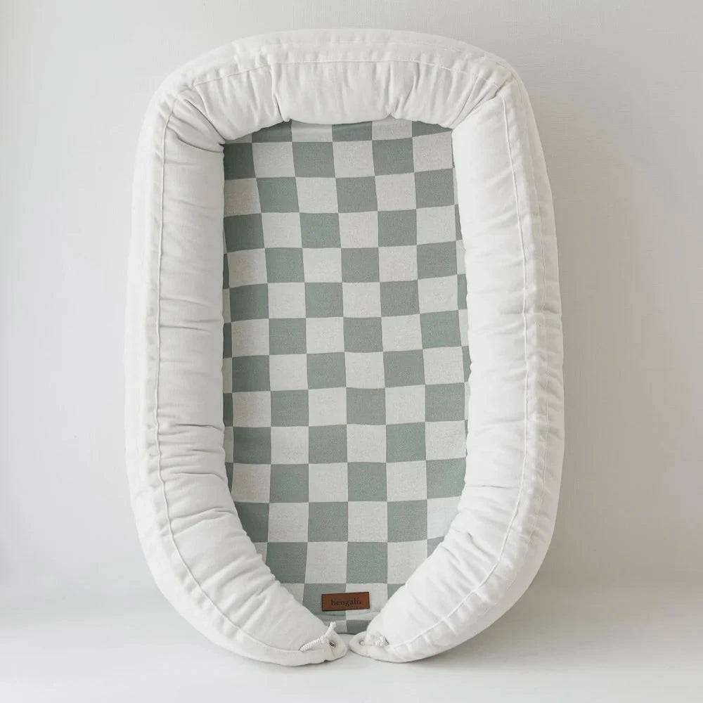 BABY LOUNGER - SAGE GINGHAM