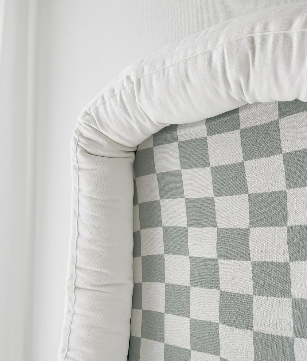 BABY LOUNGER - SAGE GINGHAM