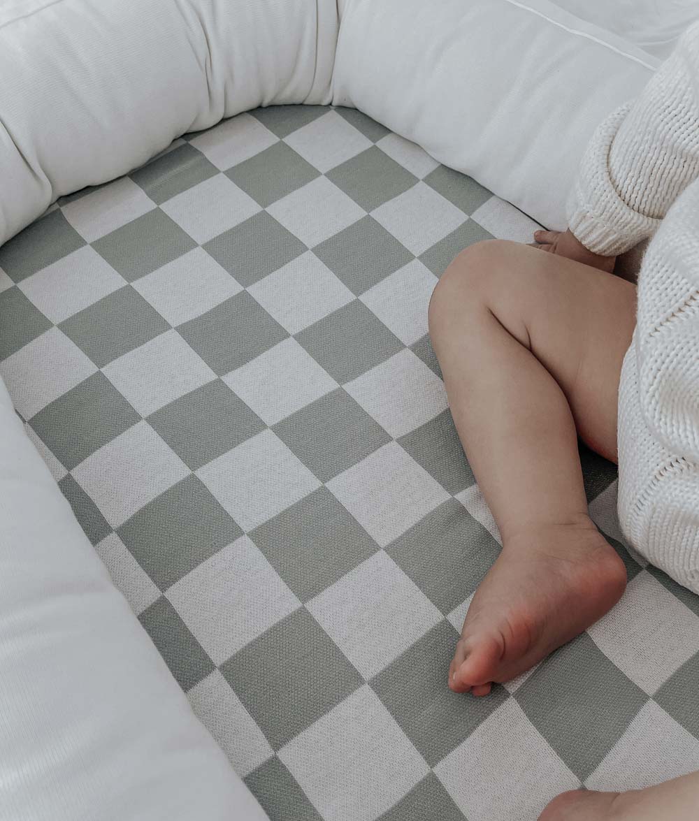 BABY LOUNGER - SAGE GINGHAM