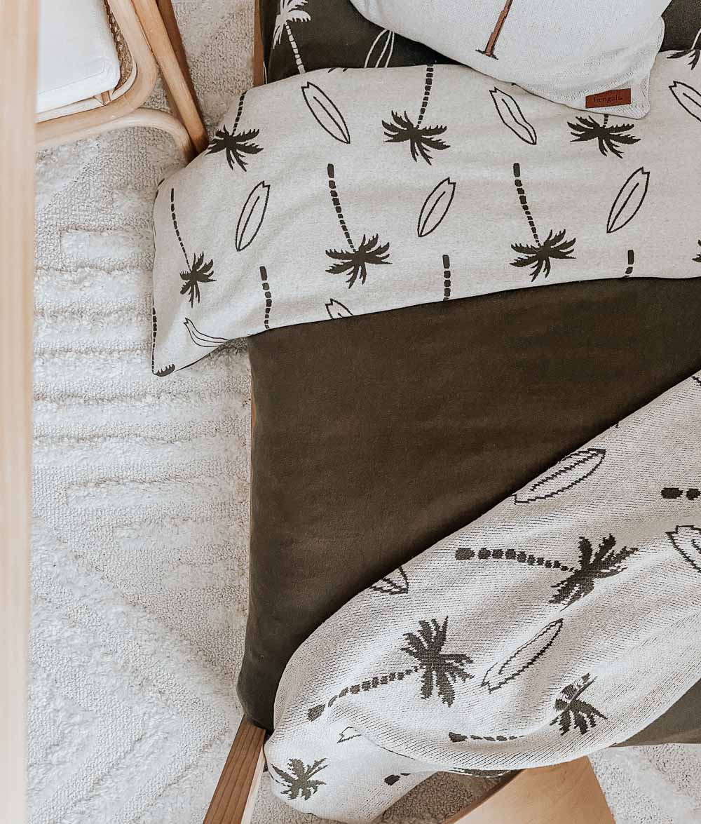 DUVET COVER - OLIVE SURFING PALM