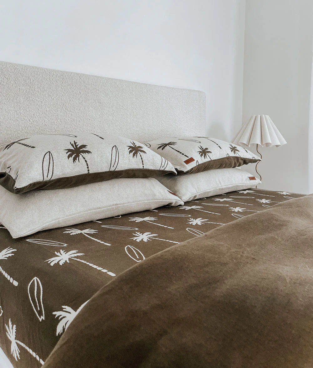 PILLOWCASE - OLIVE SURFING PALM