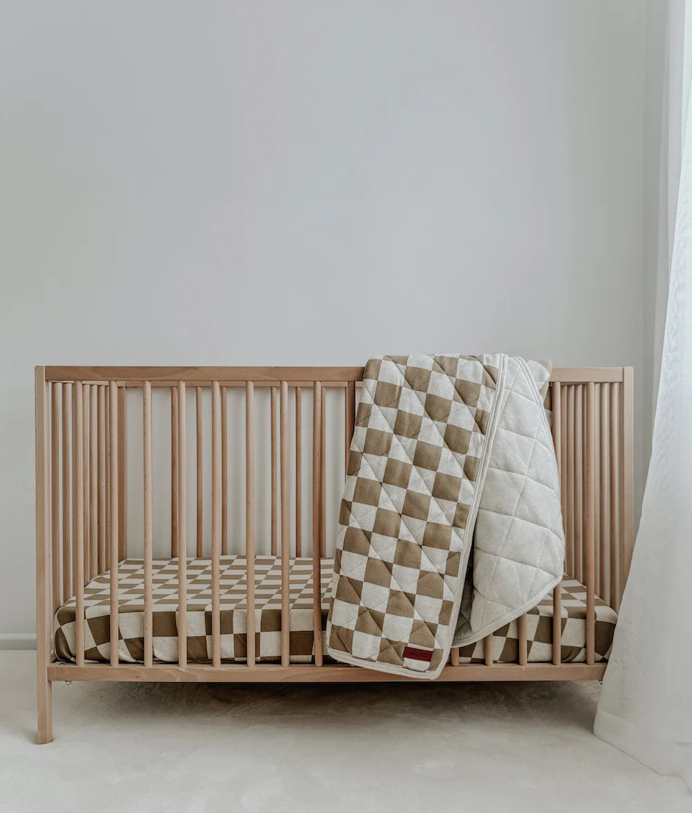 REVERSIBLE QUILT - KHAKI GINGHAM