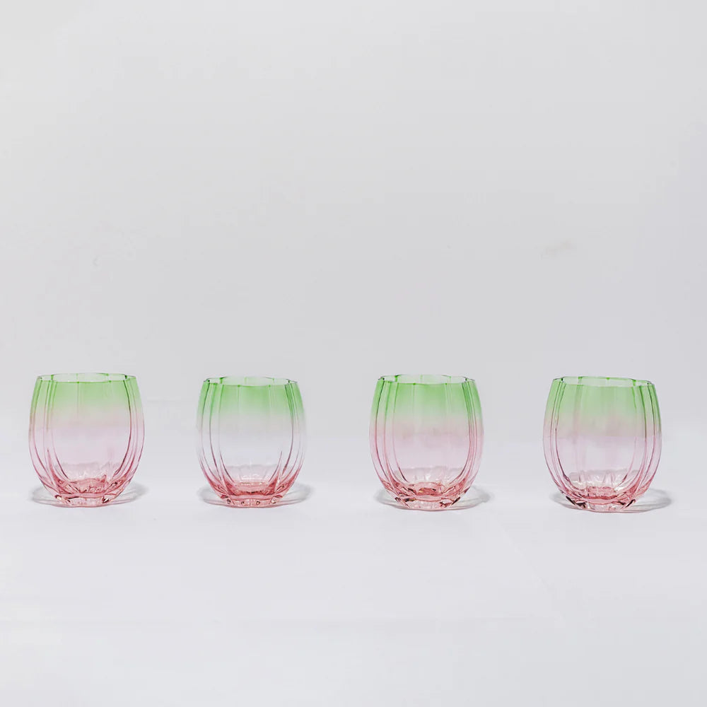 PETAL STEMLESS GLASS - WATERMELON - SET OF 4