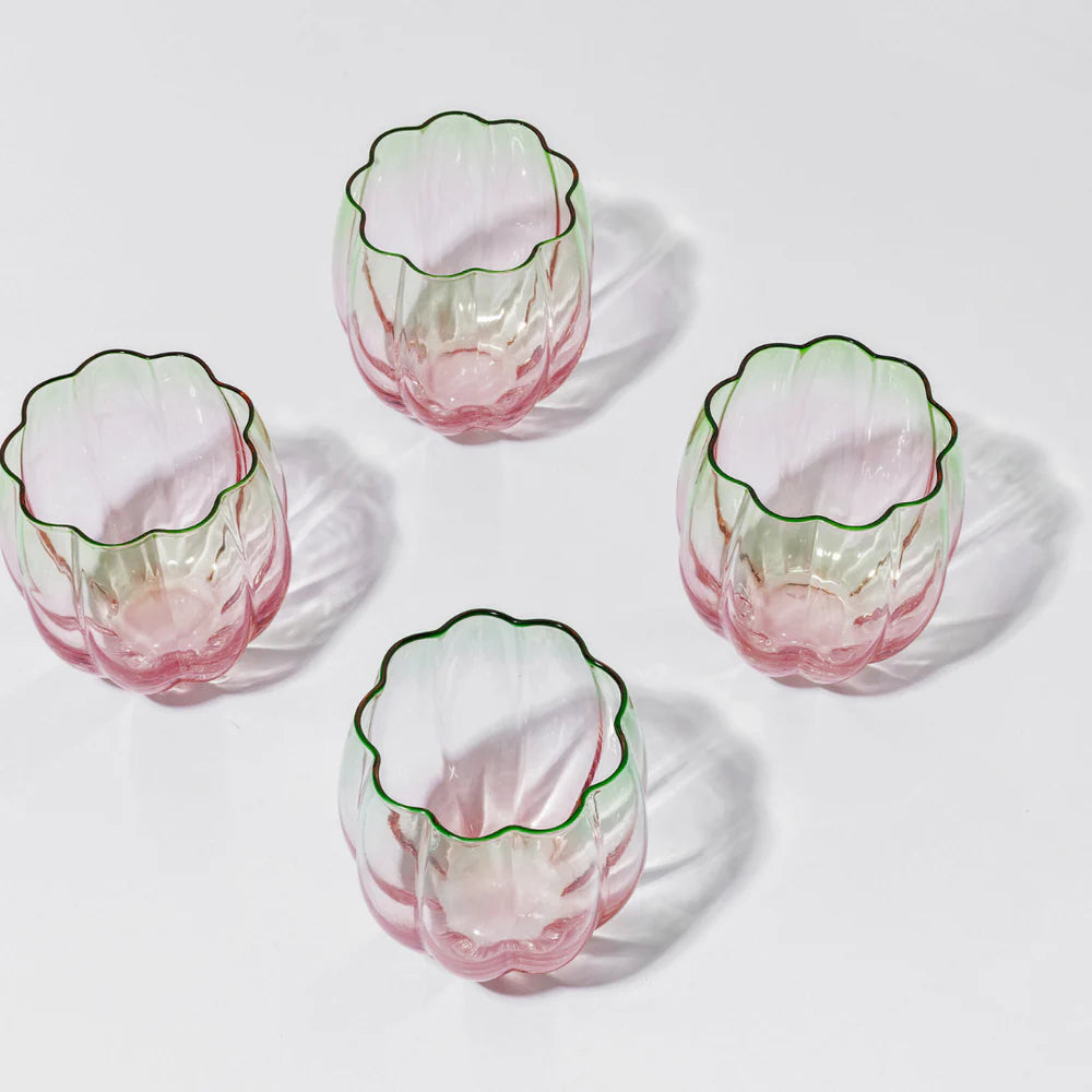 PETAL STEMLESS GLASS - WATERMELON - SET OF 4