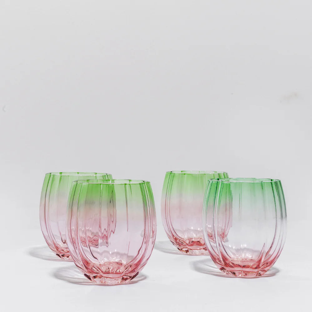 PETAL STEMLESS GLASS - WATERMELON - SET OF 4