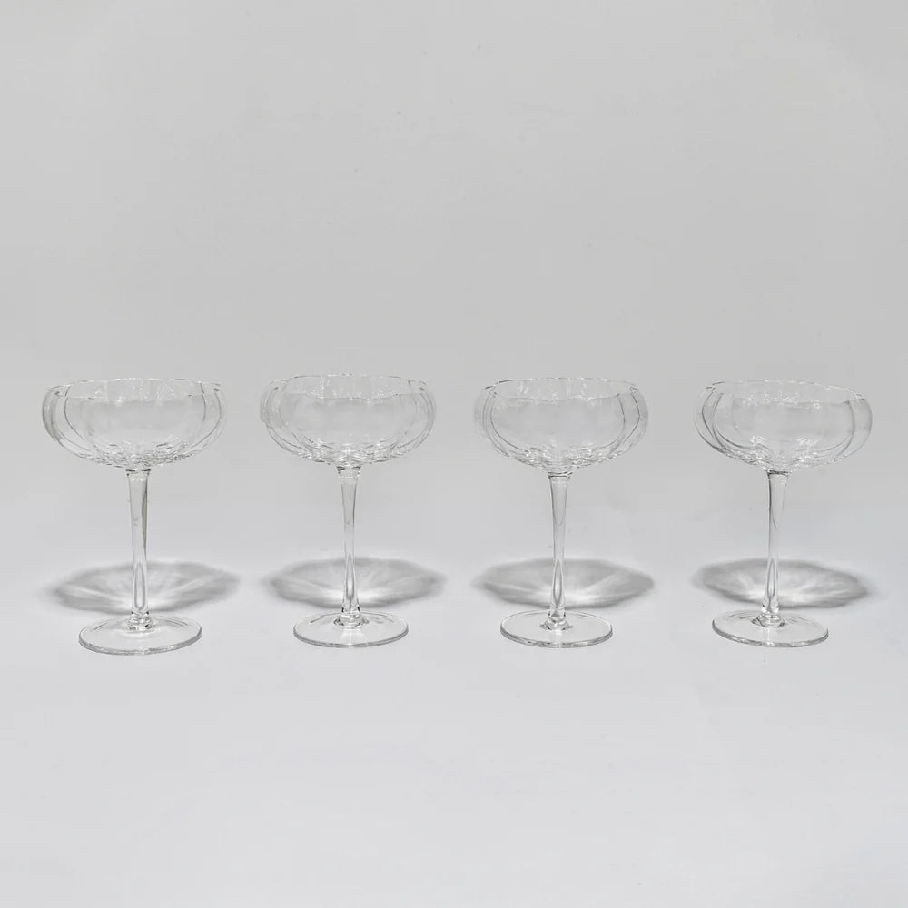 PETAL COCKTAIL GLASS - CLEAR- SET OF 4