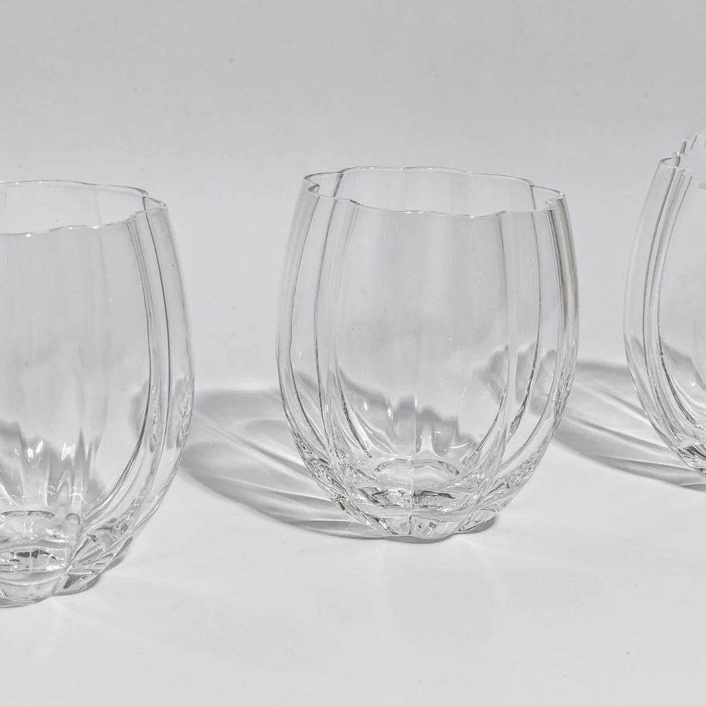 PETAL STEMLESS GLASS- CLEAR- SET OF 4