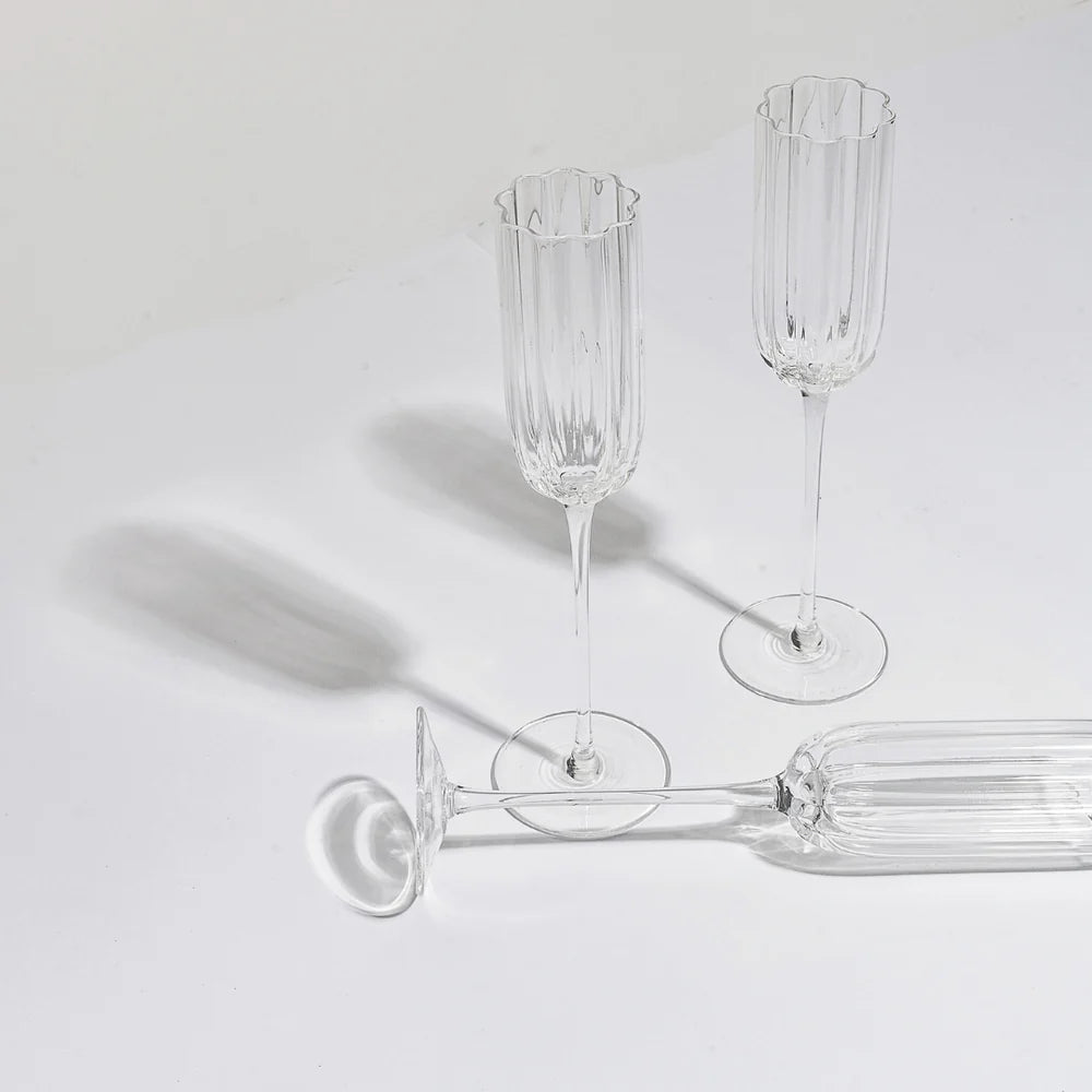 PETAL CHAMPAGNE FLUTE - CLEAR - SET OF 4