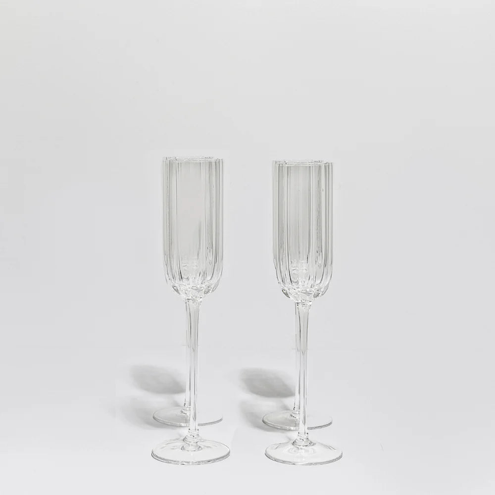 PETAL CHAMPAGNE FLUTE - CLEAR - SET OF 4