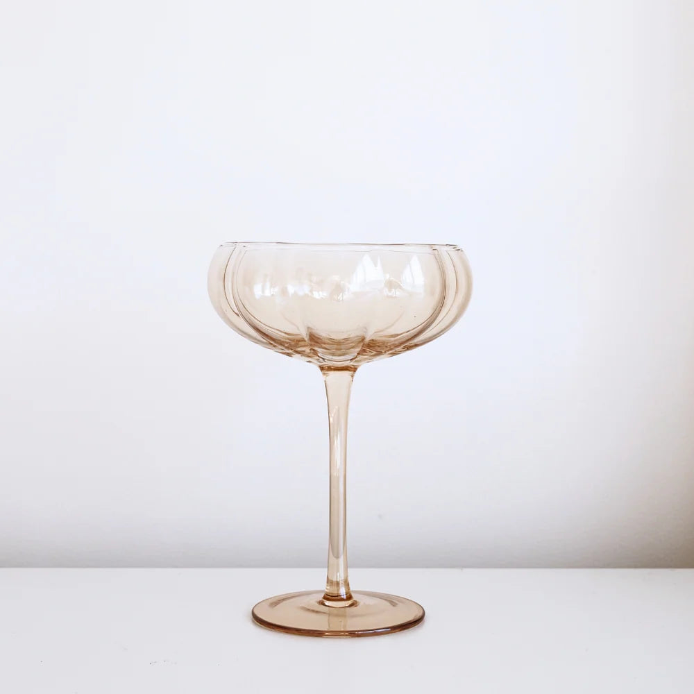 PETAL COCKTAIL GLASS - LIGHT AMBER - SET OF 4