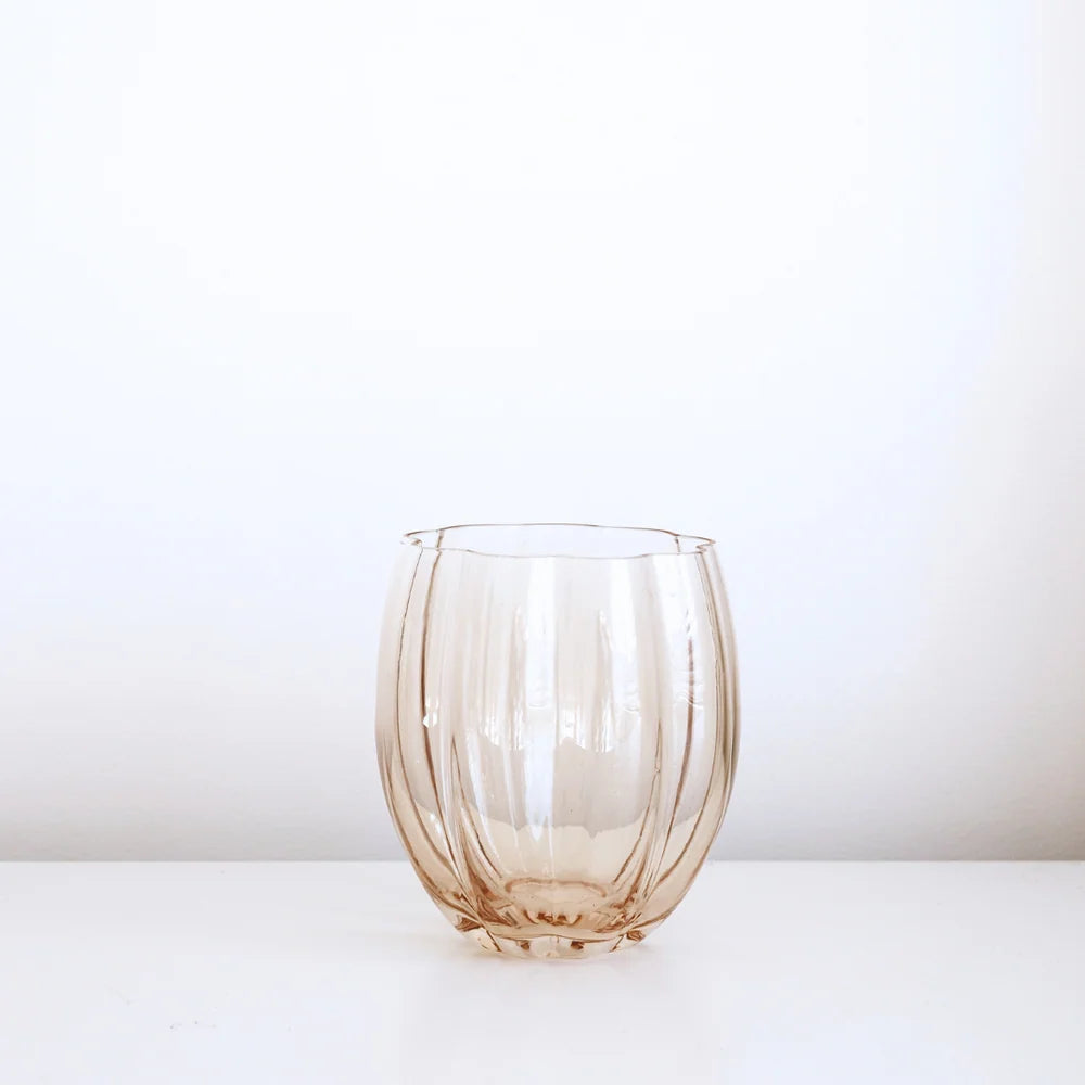 PETAL STEMLESS GLASS - LIGHT AMBER - SET OF 4