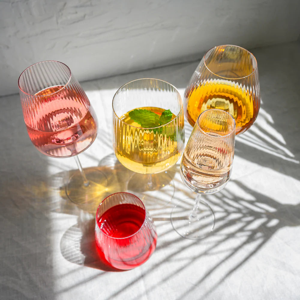 MELTED CRYSTAL WHITE WINE GLASS - SET OF 4