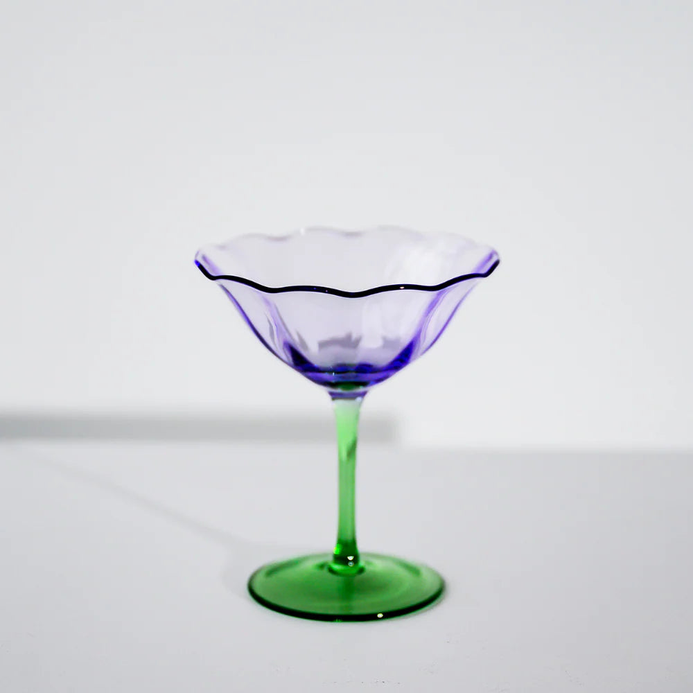 FLEUR COCKTAIL COUPE - SET OF 4 - GREEN/LILAC