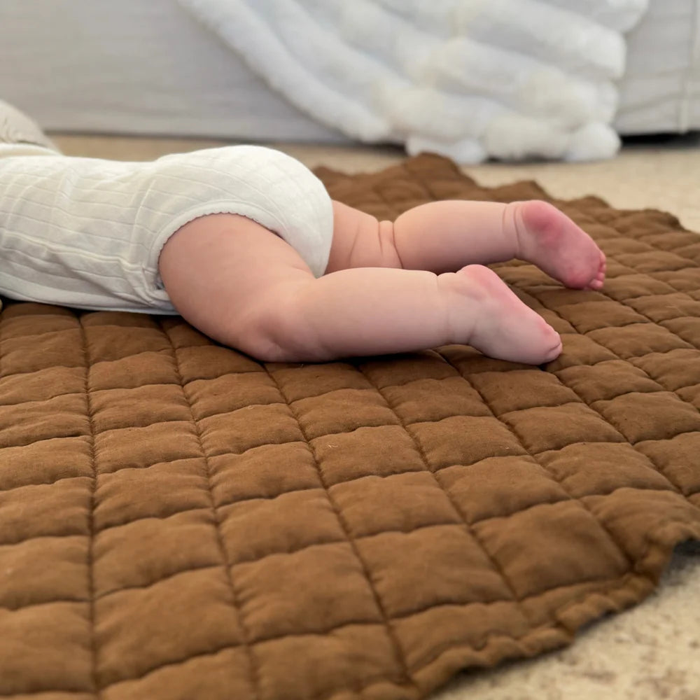 100% FRENCH FLAX LINEN PLAYMAT - MOCHA