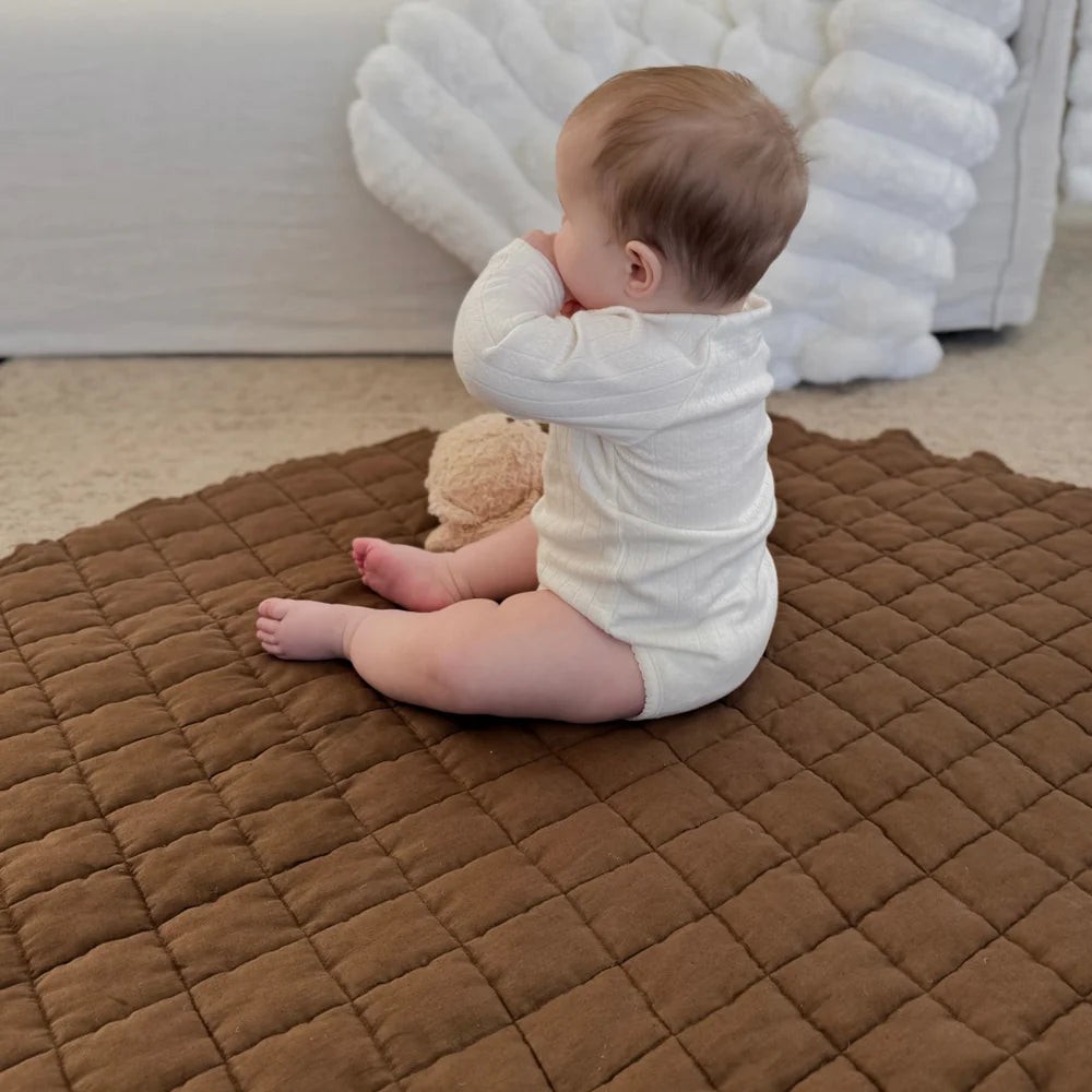 100% FRENCH FLAX LINEN PLAYMAT - MOCHA