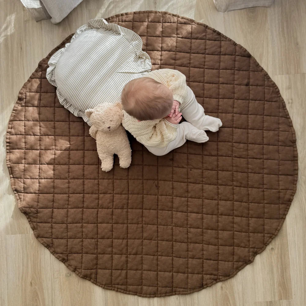 100% FRENCH FLAX LINEN PLAYMAT - MOCHA
