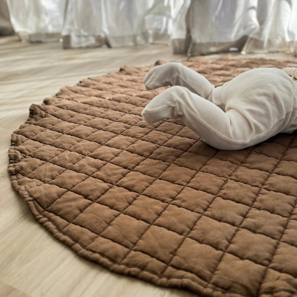 100% FRENCH FLAX LINEN PLAYMAT - MOCHA