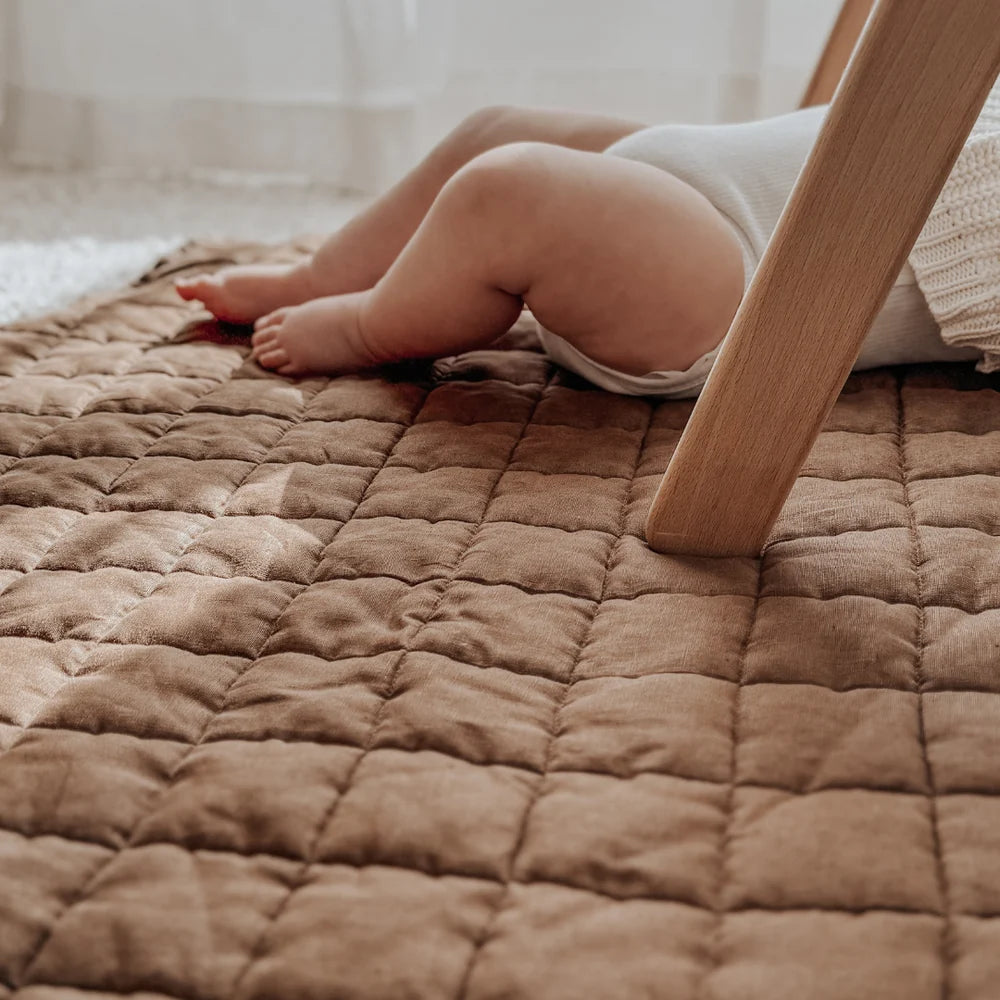 100% FRENCH FLAX LINEN PLAYMAT - MOCHA