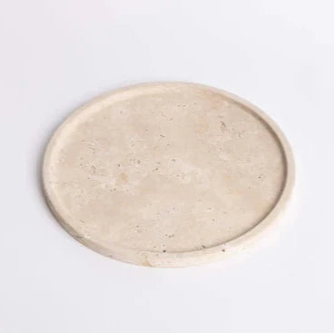 Moon Round Tray - Light Travertine