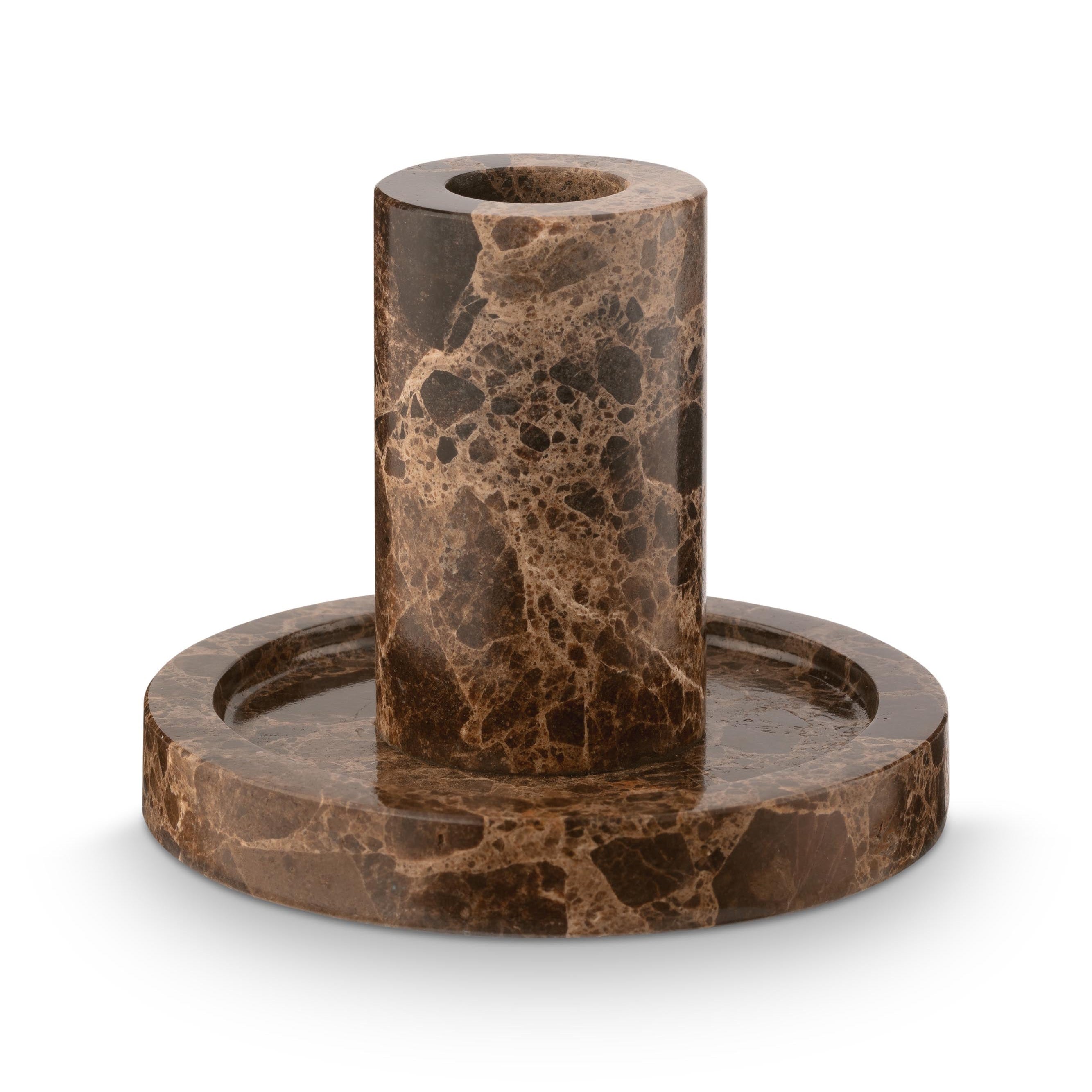 Candle Holder Marble Brown 10.2x7.9cm