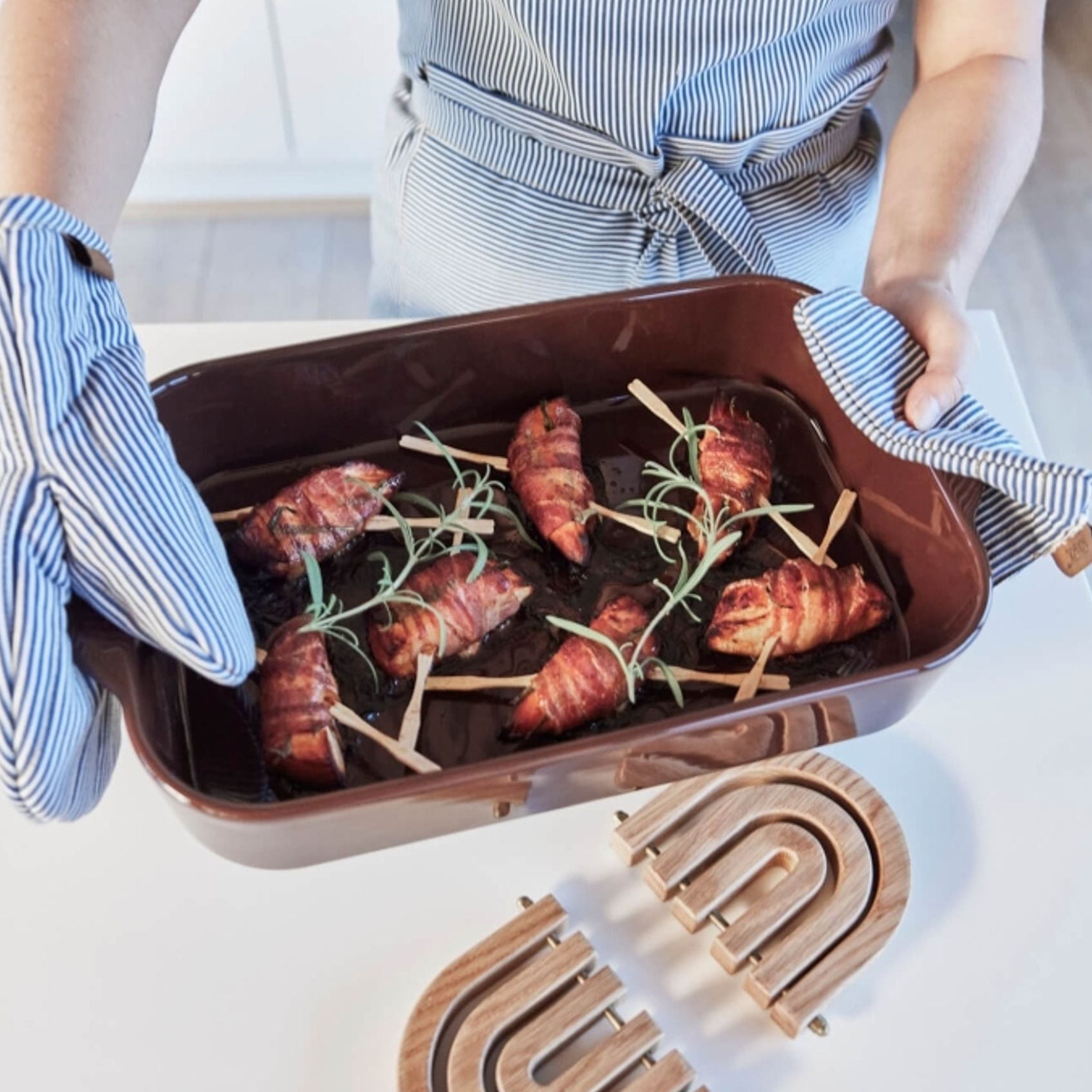 Striped Denim Kitchen Glove