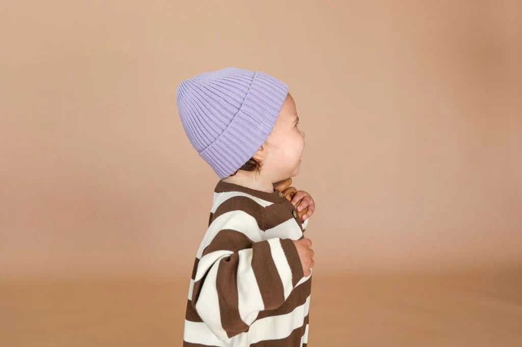 Organic Striped Essential Starsuit - Espresso/Milk