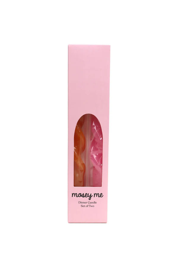 Twisted Dinner Candle Set of 2 - Pink & Orange