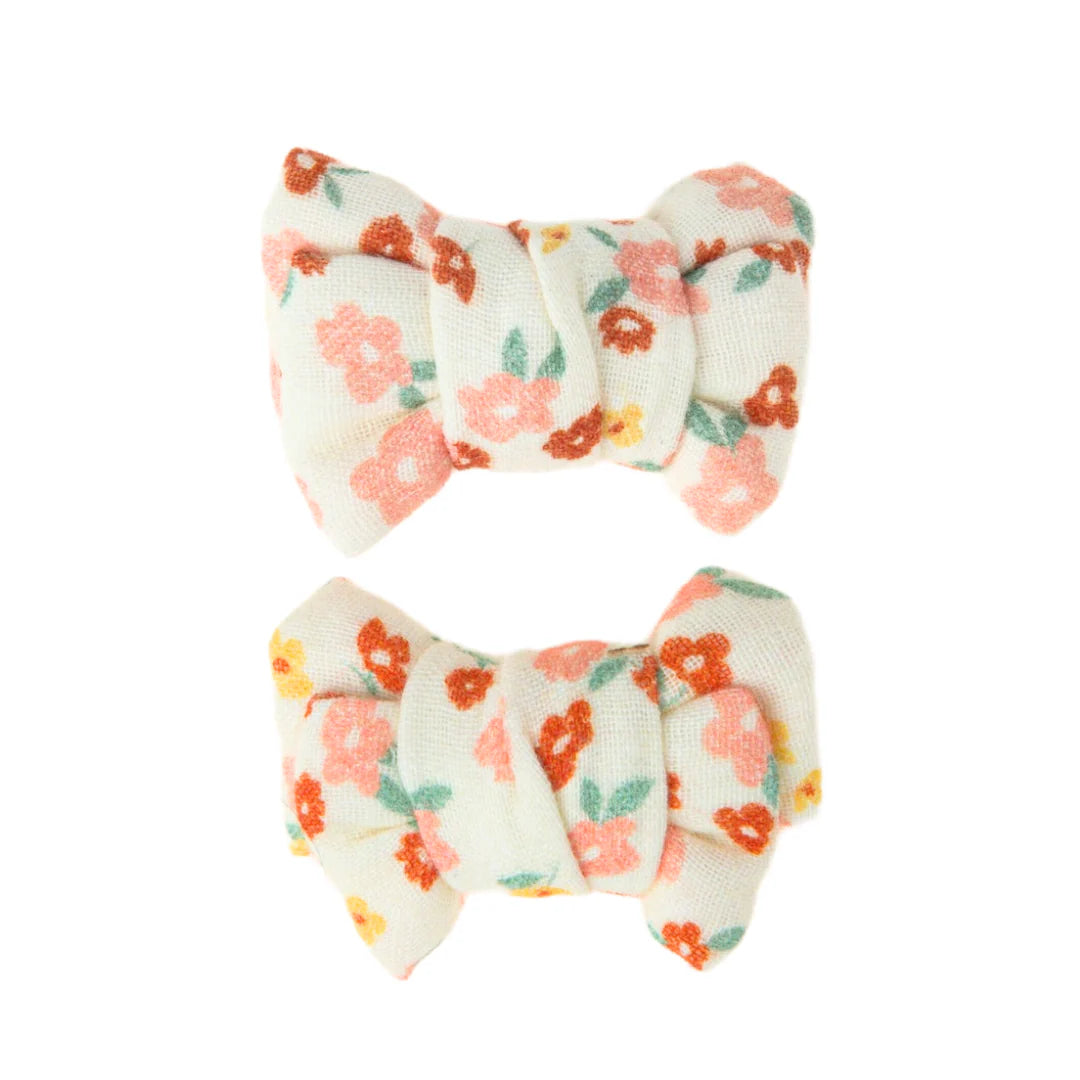 Pigtail Bow Hair Clips - Sunset Meadow - Set of 2