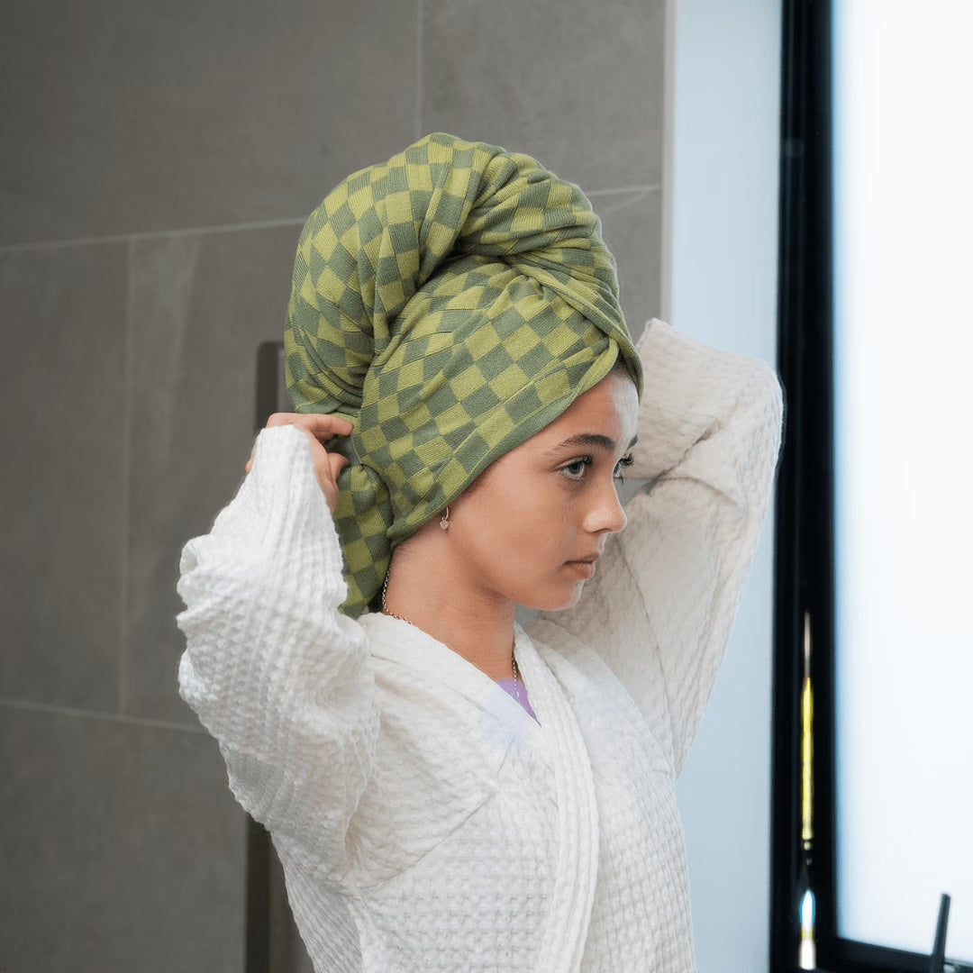 Hair & Travel Towel - Hummus Chequer