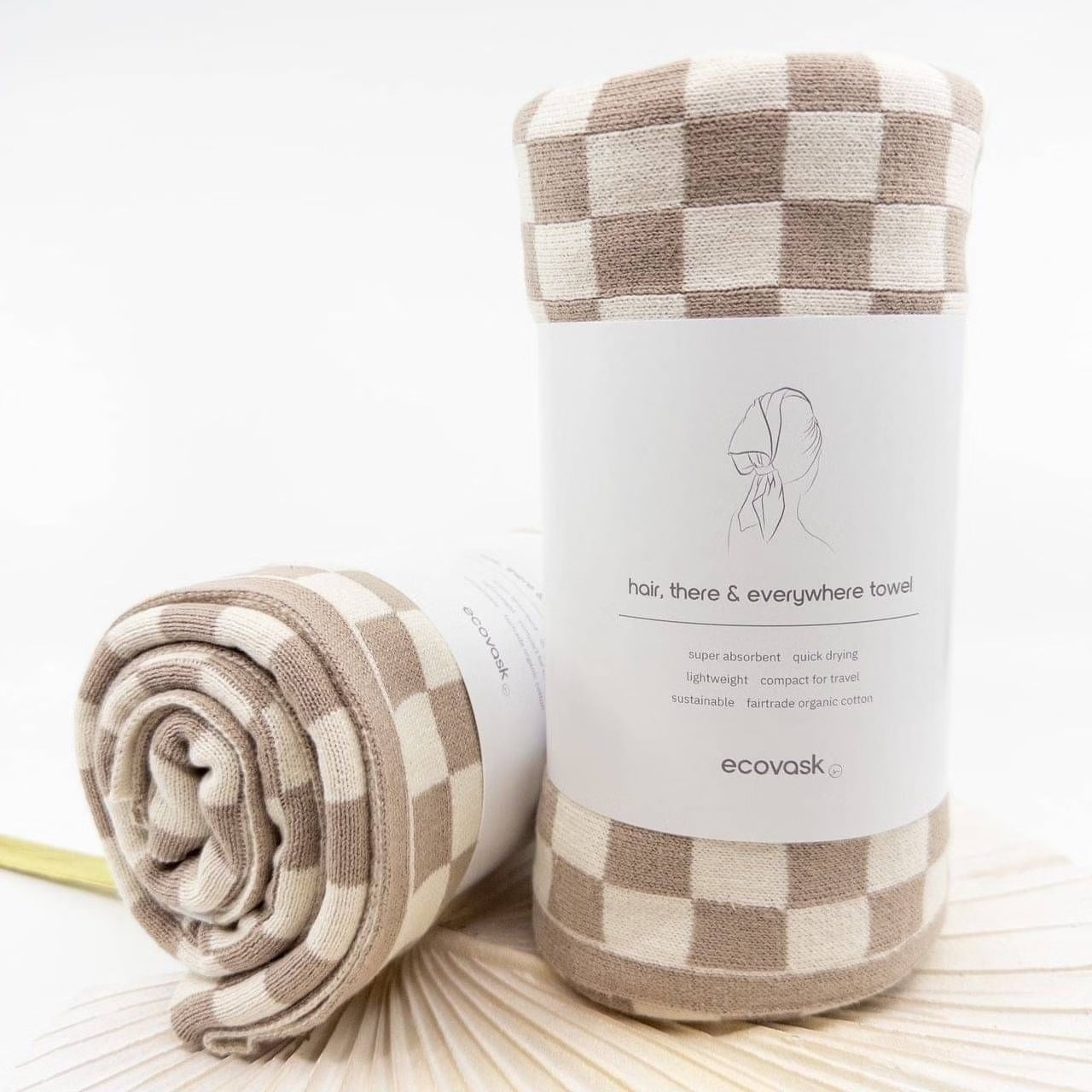 Hair & Travel Towel - Hummus Chequer