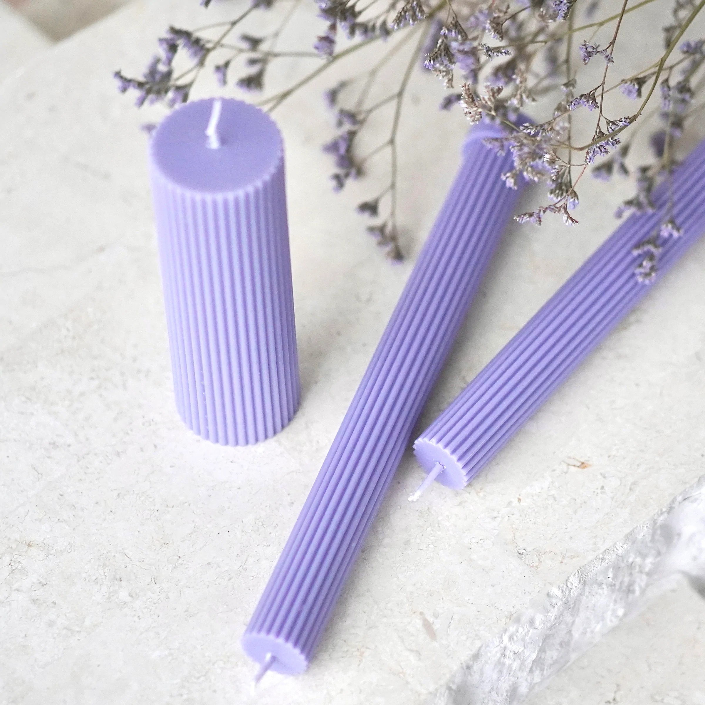 Column Pillar Candle Duo - Periwinkle