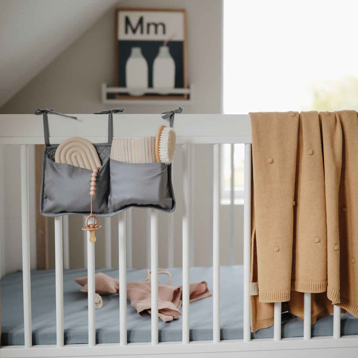 Knitted Textured Dots Baby Blanket - Mustard Melange